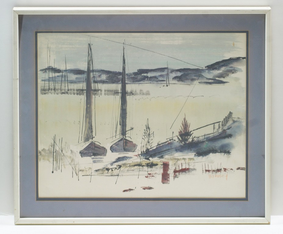 Appraisal: Alfred Birdsey Bermuda th c w c Boats in Harbor