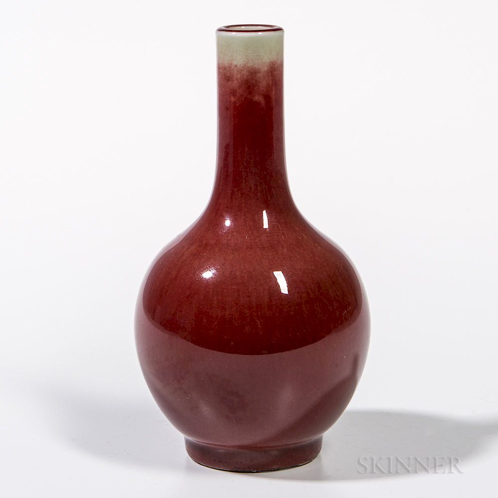 Appraisal: Small Flambe-glazed Bottle Vase Small Flambe-glazed Bottle Vase China th