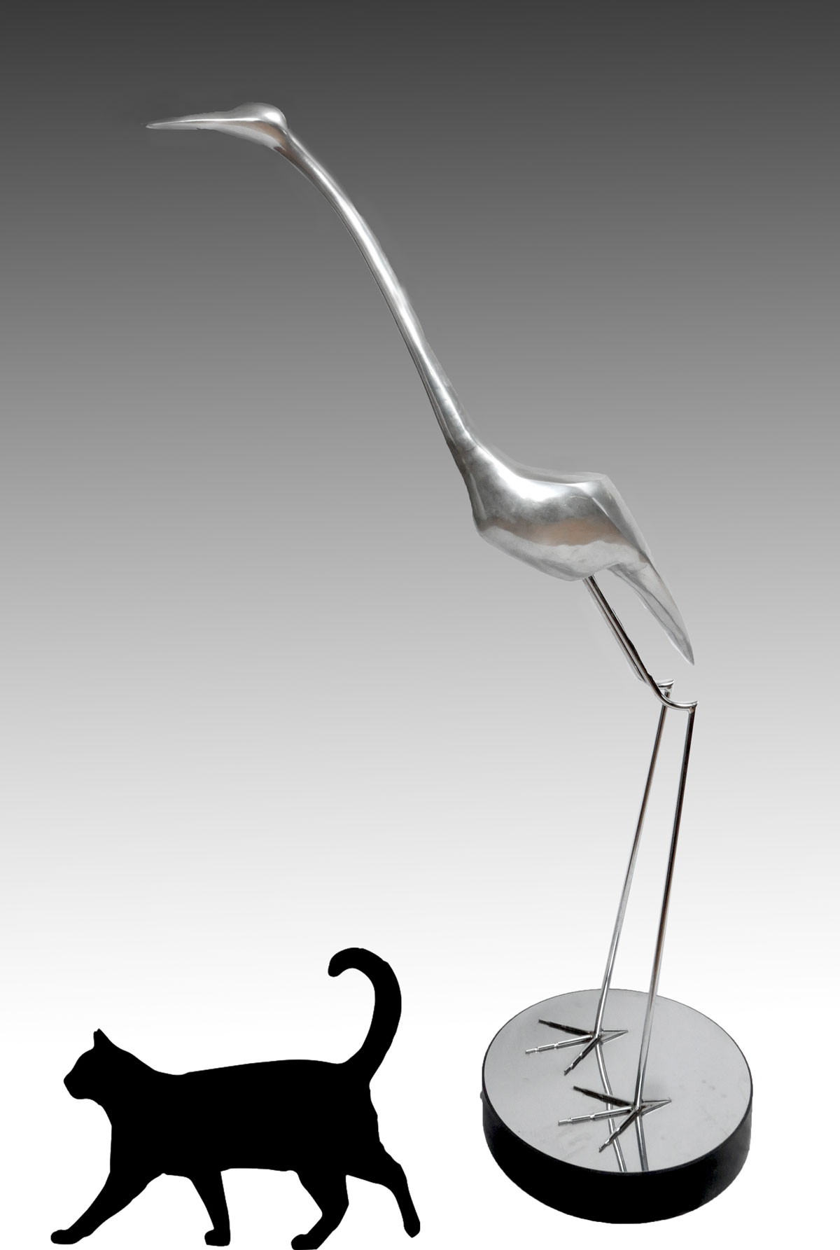 Appraisal: MODERNE CURTIS JERE ALUMINUM AND CHROME CRANE SCULPTURE '' in