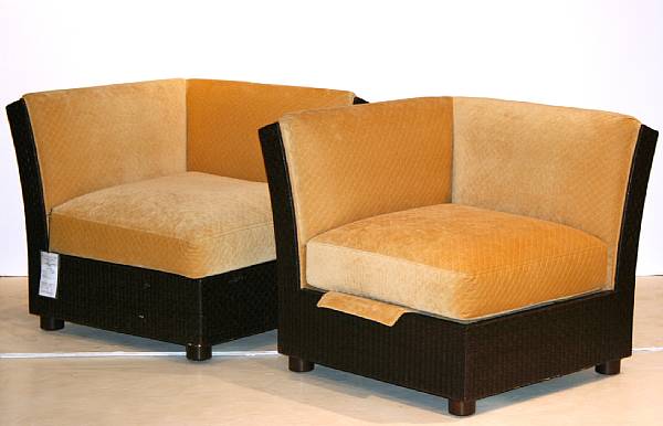 Appraisal: A pair of Orlando Diaz-Azcuy woven 'Cambay' side chairs McGuire