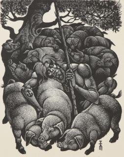 Appraisal: FRITZ EICHENBERG - PENCIL SIGNED WOODBLOCK PRINT Titled 'The Prodigal