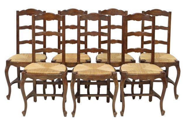 Appraisal: lot of French Provincial oak dining chairs th c ladder