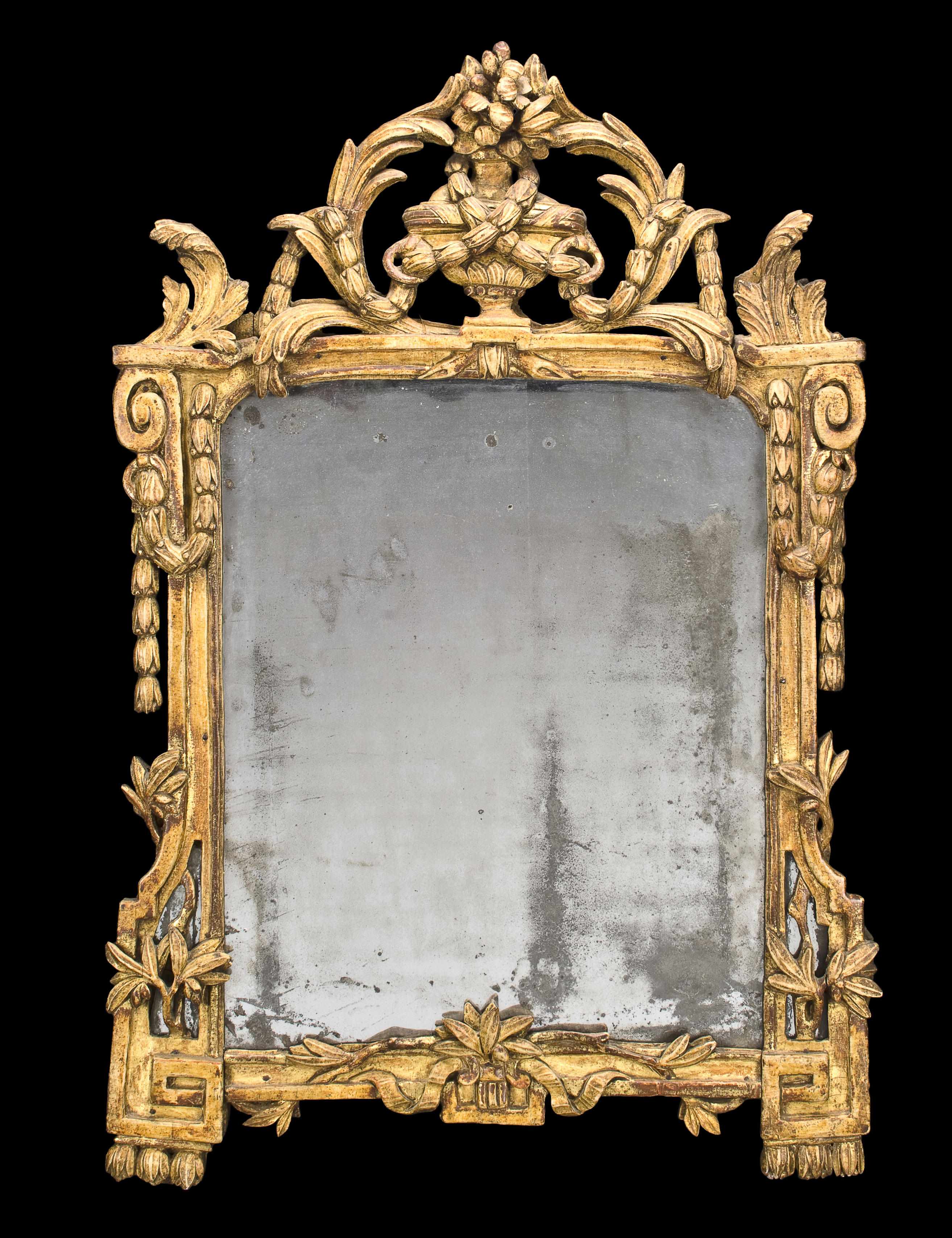 Appraisal: A Louis XVI giltwood mirror fourth quarter th centuryheight in