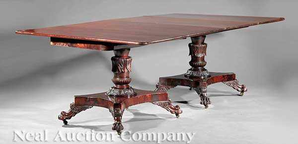 Appraisal: An American Classical Carved Mahogany Two-Part Dining Table early th