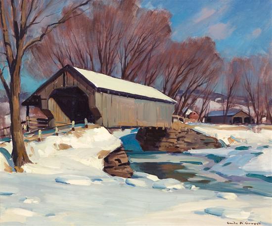 Appraisal: EMILE ALBERT GRUPPE American - Vermont Covered Bridge oil on