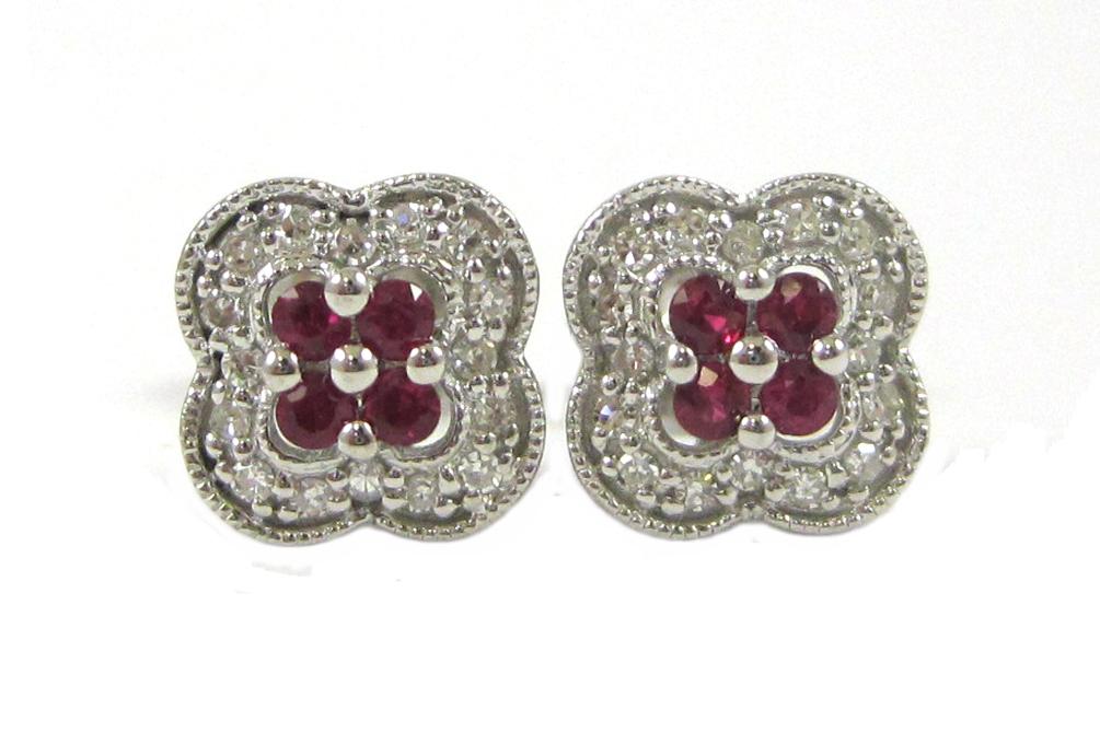 Appraisal: PAIR OF RUBY AND DIAMOND EARRINGS each k white gold