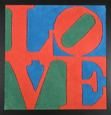 Appraisal: Robert Indiana American b Black and white Love rug Classic