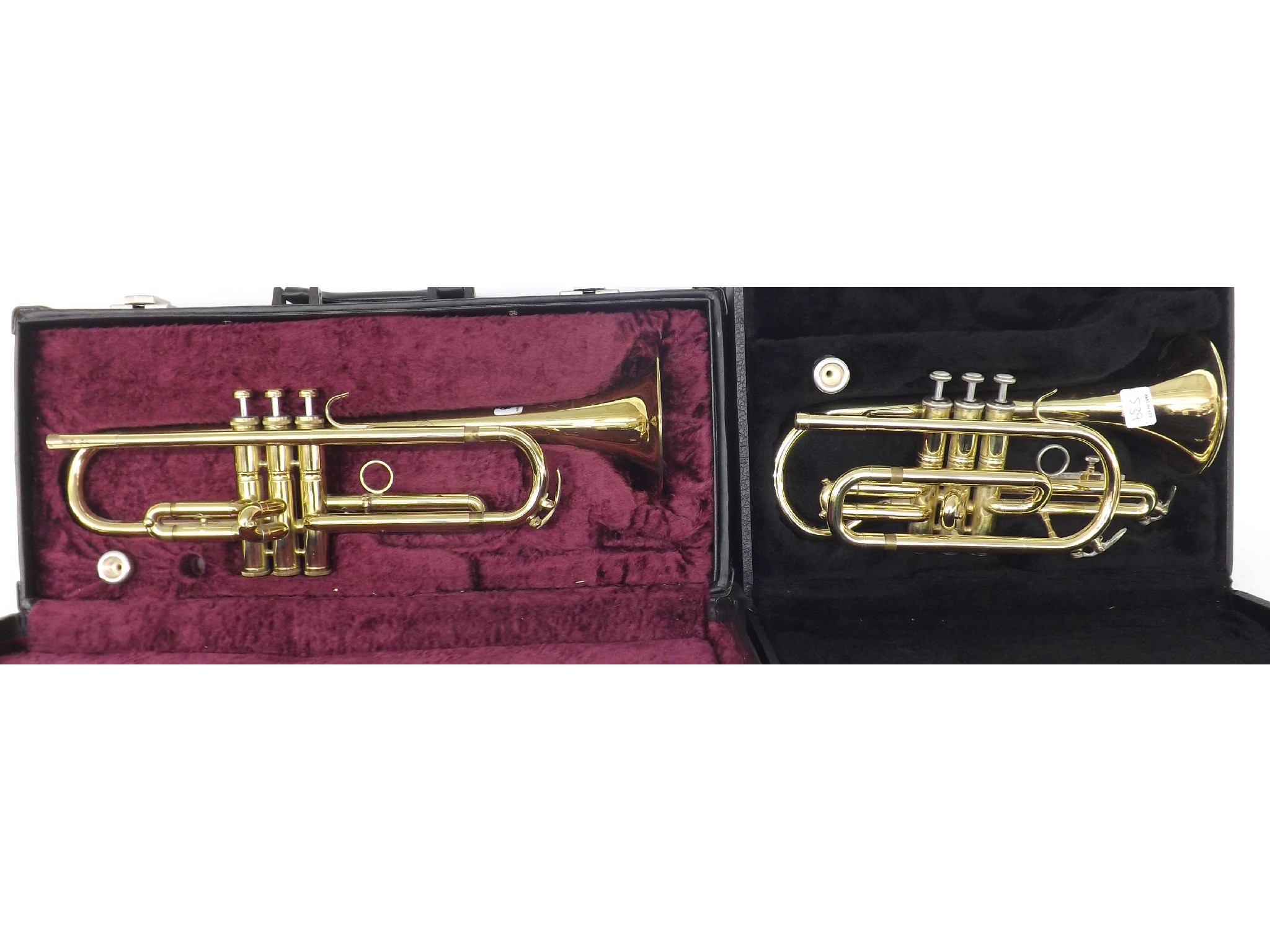 Appraisal: B H gold lacquered trumpet ser no case together with