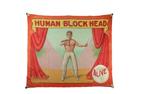 Appraisal: CIRCUS SIDESHOW BANNER Fred Johnson O Henry Tent and Awning