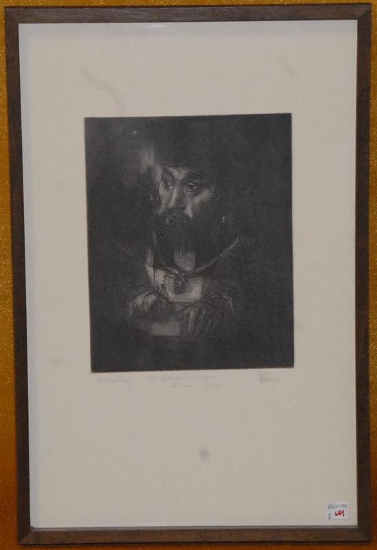 Appraisal: JACK LEVINE b Mezzotint Rabbi Signed proof and undated x