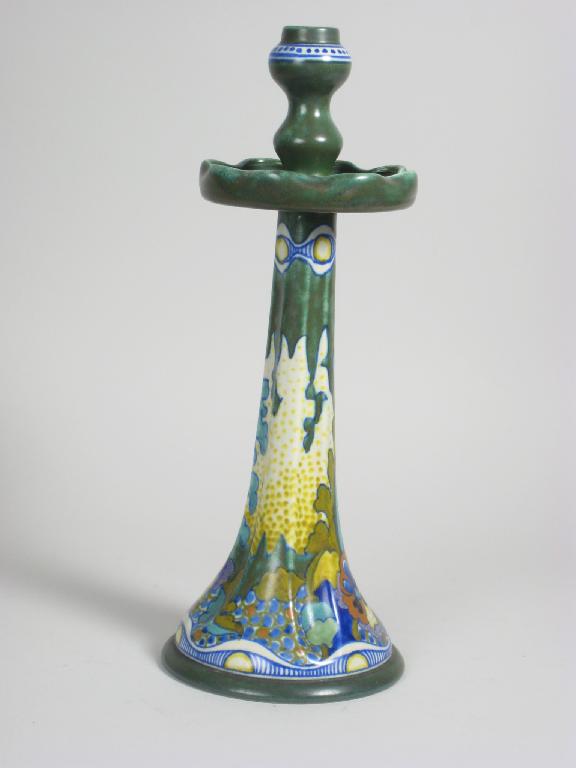 Appraisal: A Gouda Art Nouveau Candlestick with stylised floral design on