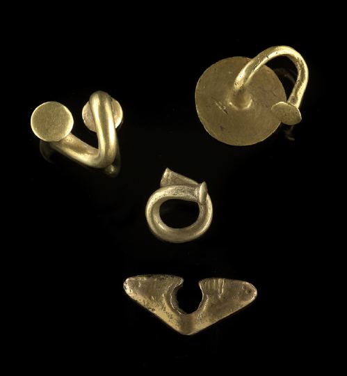 Appraisal: Four Quimbaya Region Culture Gold Nose Rings - A D