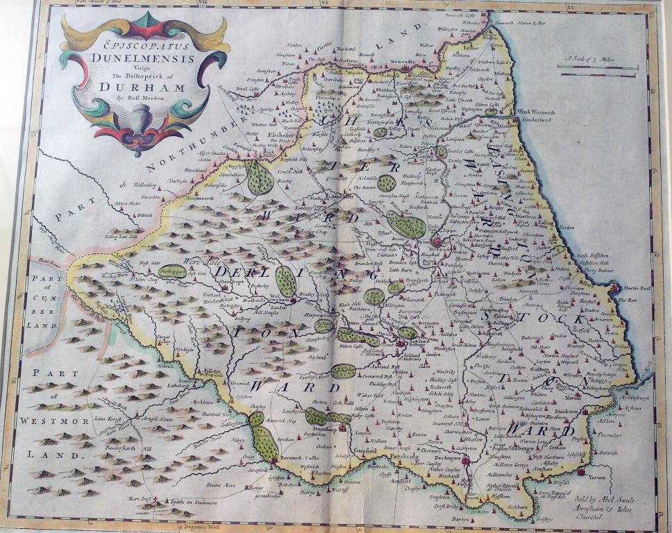 Appraisal: MAP OF THE COUNTY OF DURHAM ROBERT MORDEN hand-coloured engraving