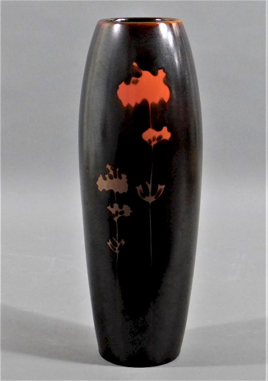 Appraisal: German MCM Modernist Pottery Bleeding Heart Vase Germany Circa Subtly