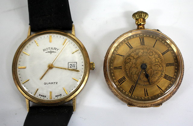 Appraisal: AN CT GOLD CASED LADIES POCKET WATCH the dial cm