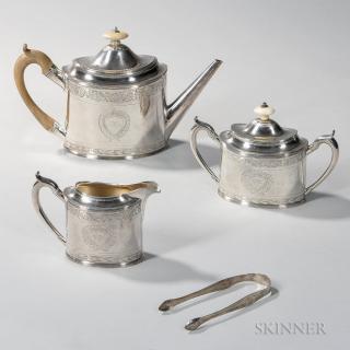 Appraisal: Assembled Three-piece Sterling Silver Tea Service with a George III