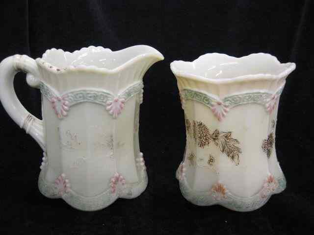 Appraisal: Northwood Custard Art Glass Creamer Sugar chrysanthemum design