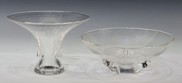 Appraisal: lot of Steuben colorless art glass table items both with