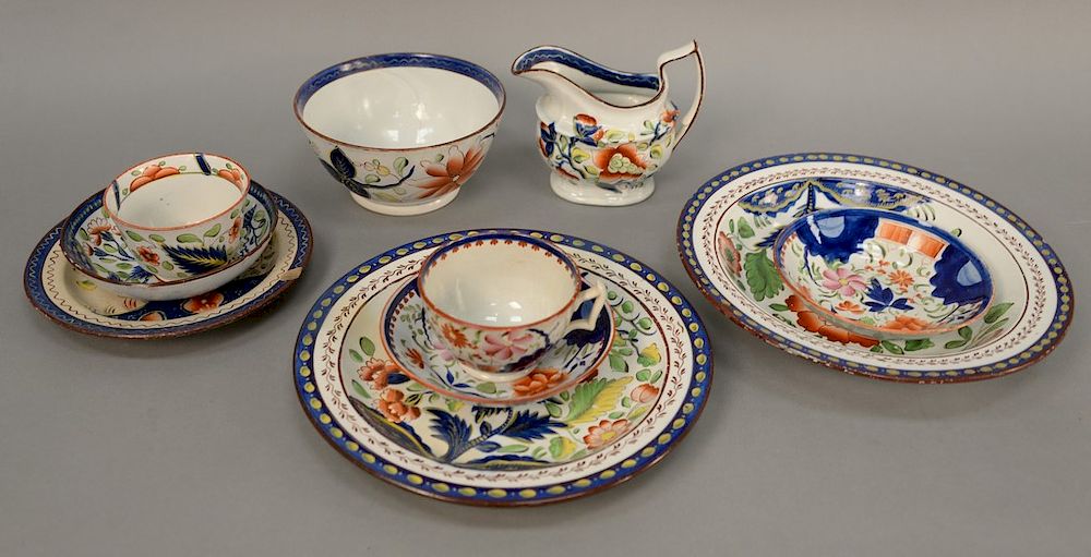 Appraisal: Group of ten Gaudy Dutch pieces single rose pattern creamer