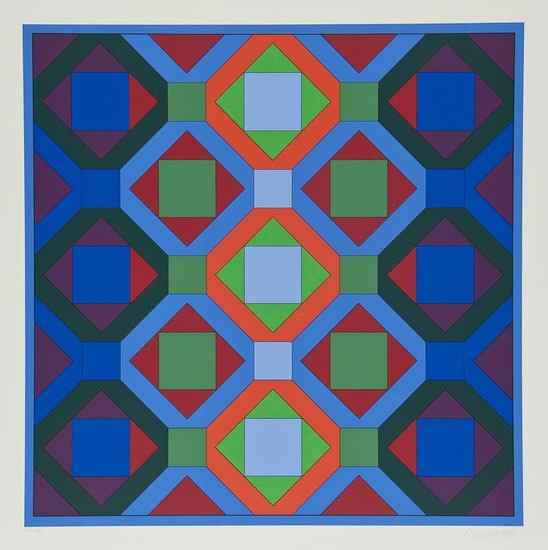 Appraisal: Victor Vasarely - Untitled silkscreen printed in colours signed in