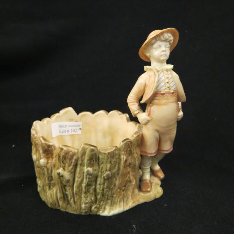 Appraisal: Royal Worcester Porcelain Figural Planter boy next to natural tree