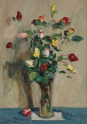 Appraisal: Carlo Cherubini Italian - Still life of roses Oil on