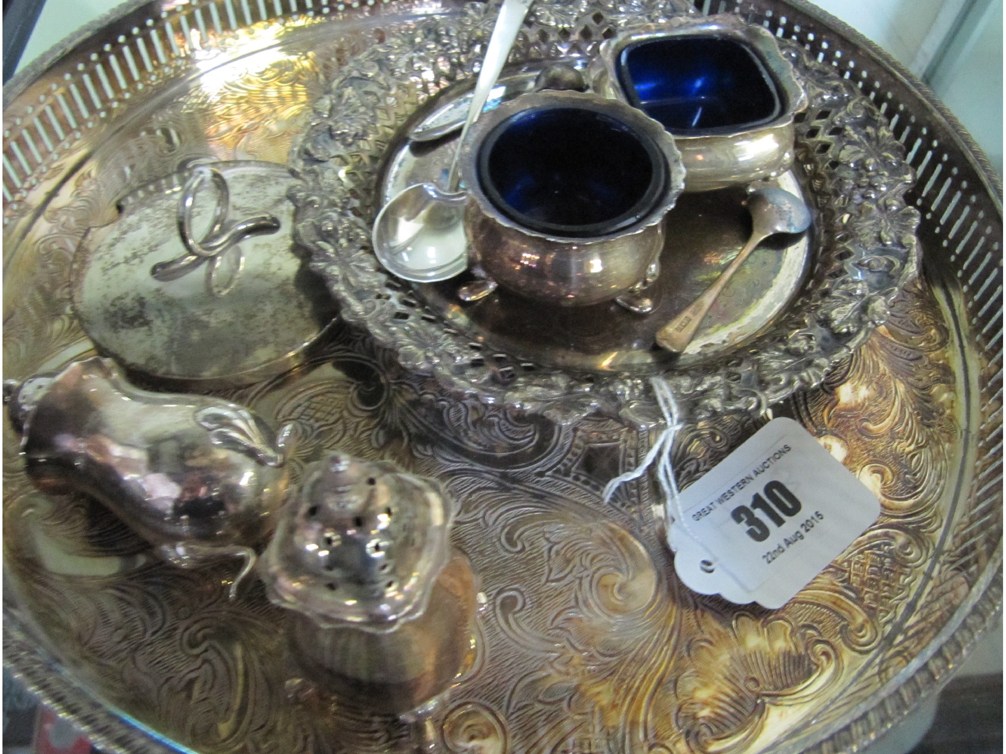 Appraisal: A lot comprising silver condiments jar top EP dish and