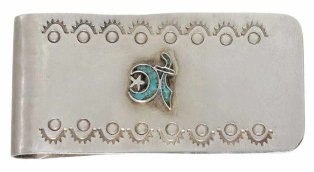 Appraisal: Native American sterling silver money clip C Atencio Cecil Atencio