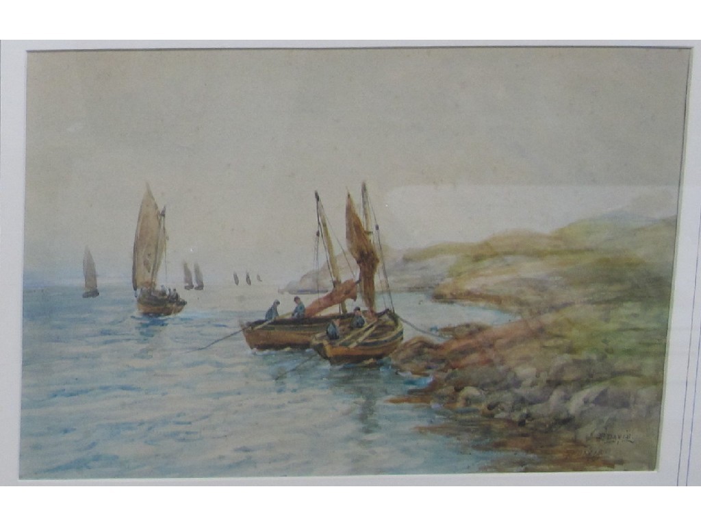 Appraisal: H B DAVIS Watercolour 'Fishing Boats at Tarbet' signed