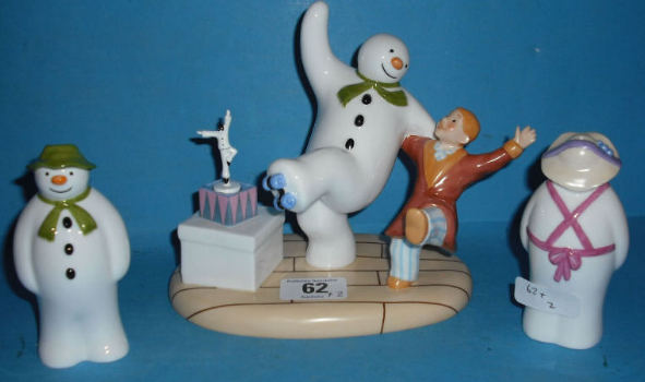 Appraisal: Coalport Snowman Figures Treading the Boards Guild exclusive And Salt