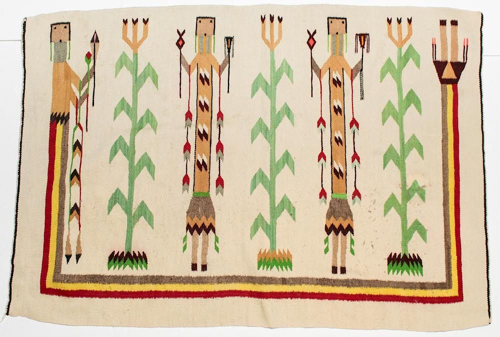 Appraisal: Navajo American Indian Yei Woven Rug ' X ' Native