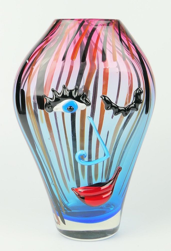 Appraisal: PICASSO TOSO STYLE MURANO ART GLASS FACE VASE A Murano