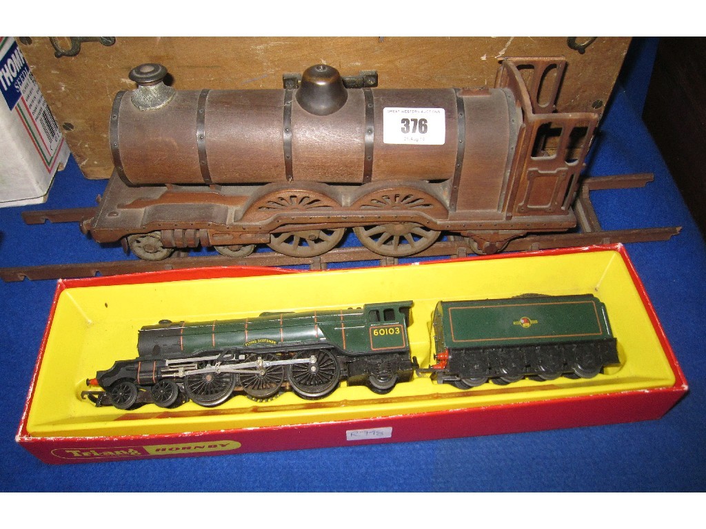 Appraisal: Lot comprising Hornby train engine and tender and a wooden