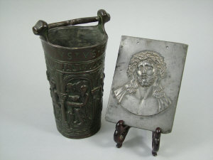 Appraisal: A th century style bronze bucket cast with figures of