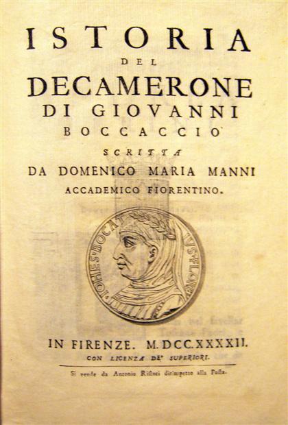 Appraisal: vol Manni Domenico Maria Istoria del Decamerone di Giovanni Boccaccio