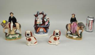 Appraisal: Group Five Staffordshire Pottery Items Group of five Staffordshire pottery