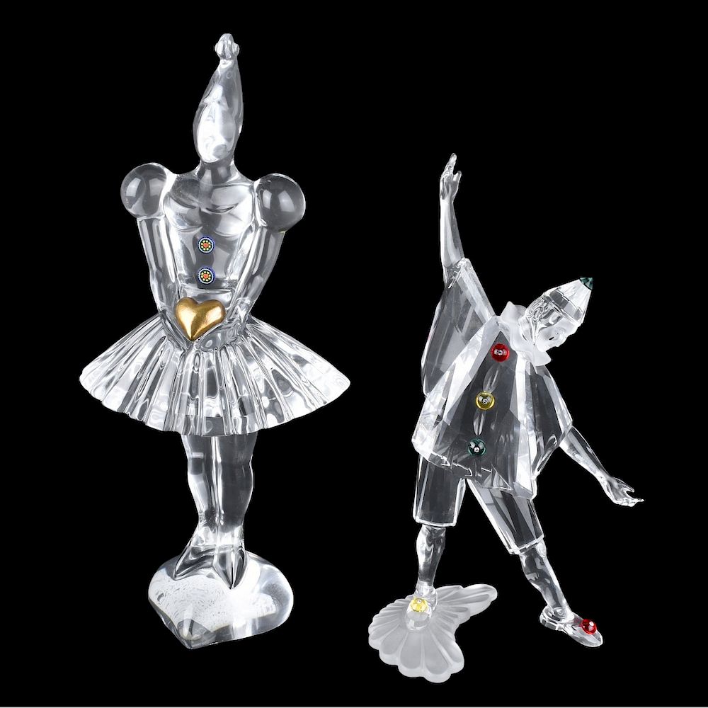 Appraisal: Two Crystal Figurines Two Crystal Figurines Includes Baccarat Colombine figurine