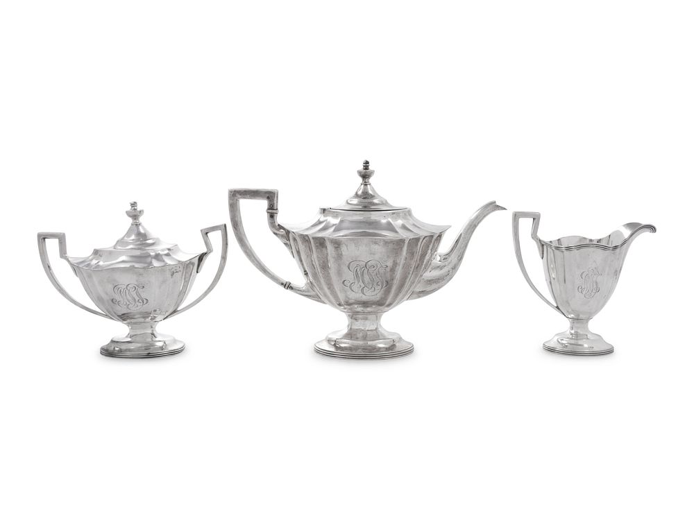 Appraisal: An American Silver Three-Piece Tea Service An American Silver Three-Piece