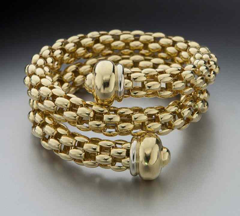 Appraisal: Italian K gold woven coil bracelet the hand crafted yellow