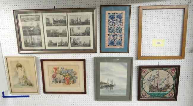 Appraisal: Artwork lot including frames prints needlework etc