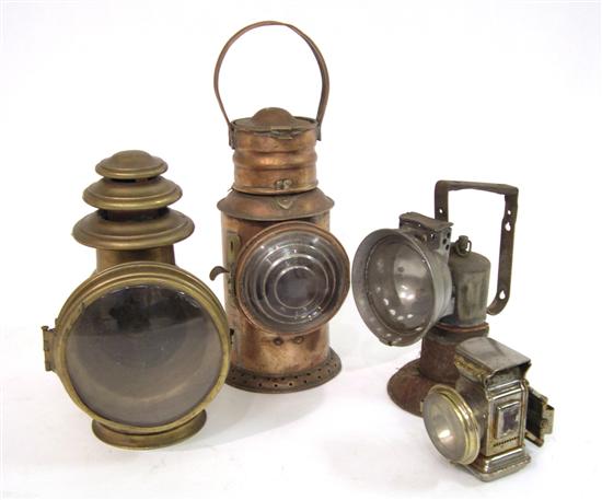 Appraisal: Four lanterns including a Dietz brass carriage a copper lantern