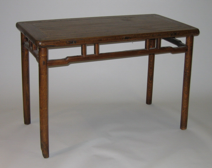 Appraisal: CHINESE ELM SCHOLAR'S TABLE rectangular form raised on round legs