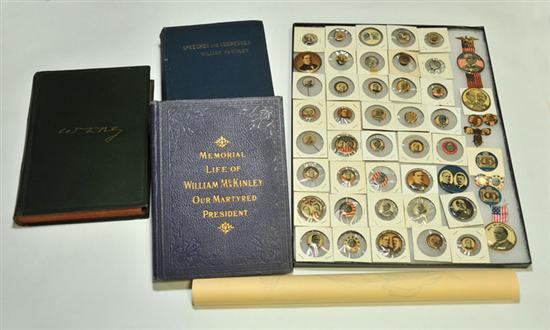 Appraisal: GROUP OF POLITICAL MEMORABILIA A group of pins buttons books