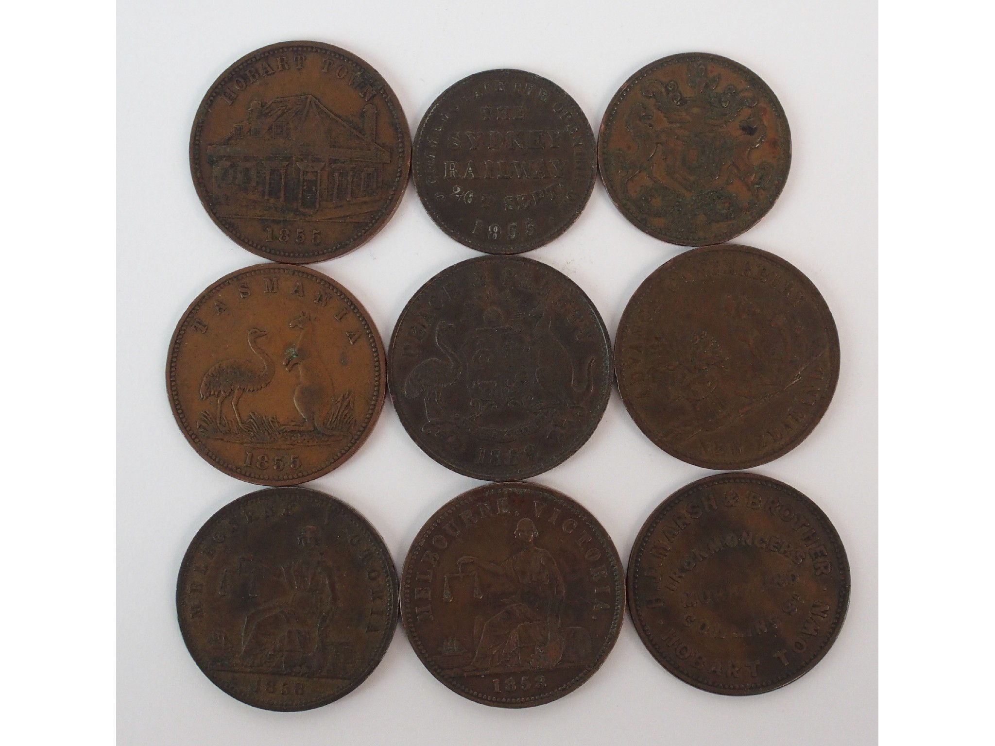 Appraisal: Australia New Zealand New Foundland th Century advertising tokens Melbourne