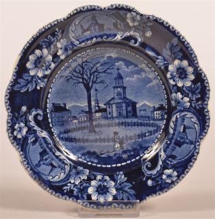 Appraisal: Historical Staffordshire Blue Toddy Plate Historical Staffordshire Blue Transfer China