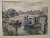 Appraisal: Watercolour River scene possibly France signed 'J C Middleton' x