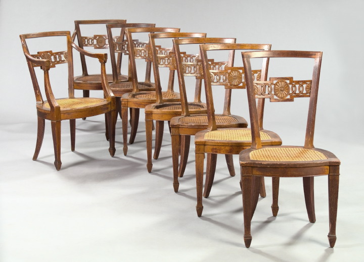 Appraisal: Good Suite of Eight Neoclassical-Style Oak Dining Chairs ca comprised