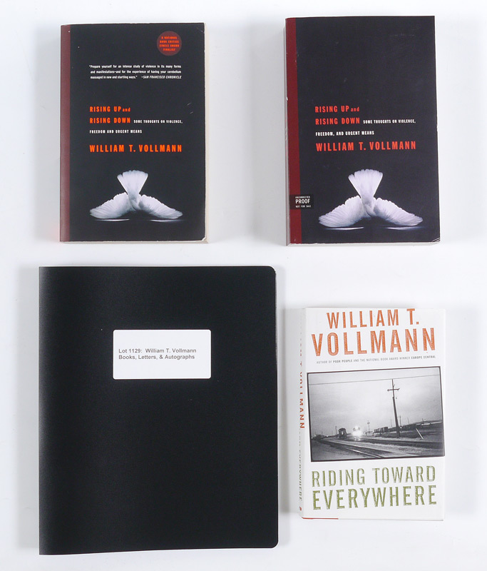 Appraisal: WILLIAM T VOLLMANN BOOKS LETTERS AUTOGRAPH LOT To include William