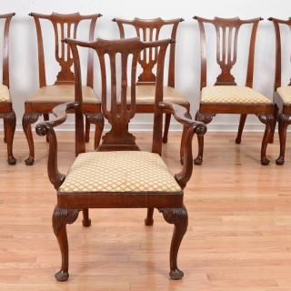 Appraisal: Set Queen Anne carved walnut dining chairs th c comprising