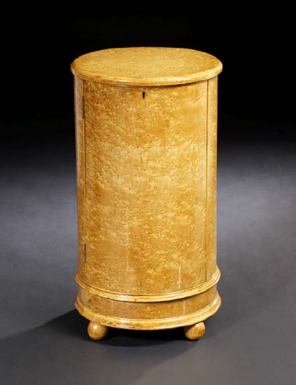 Appraisal: Biedermeier Bird's-Eye Maple Cupboard mid- th century of columnar form